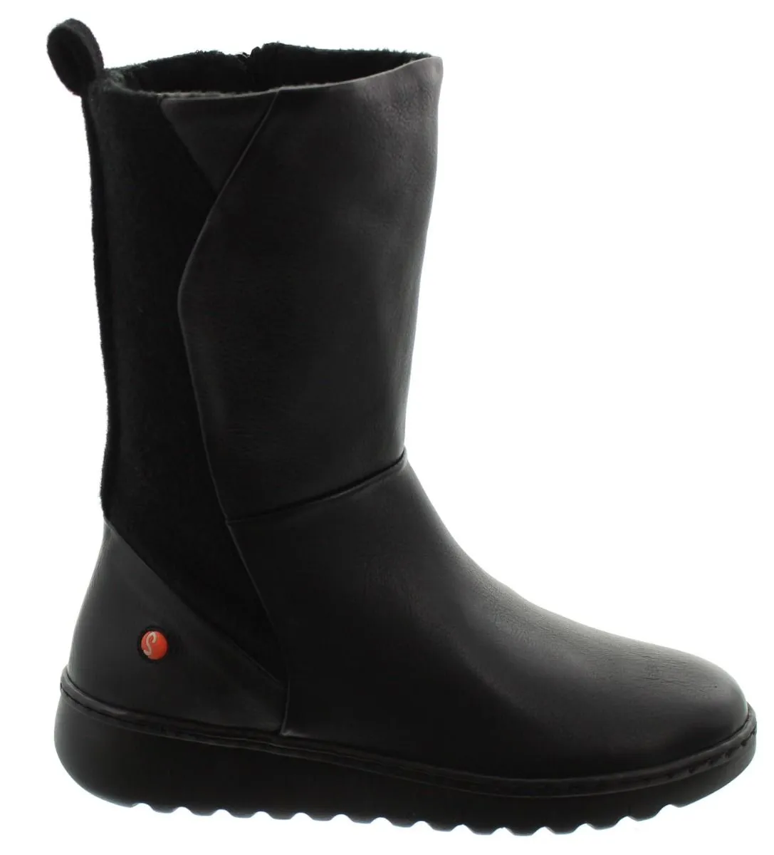 SOFTINOS Ladies Ezra Flat Calf Boot In Black