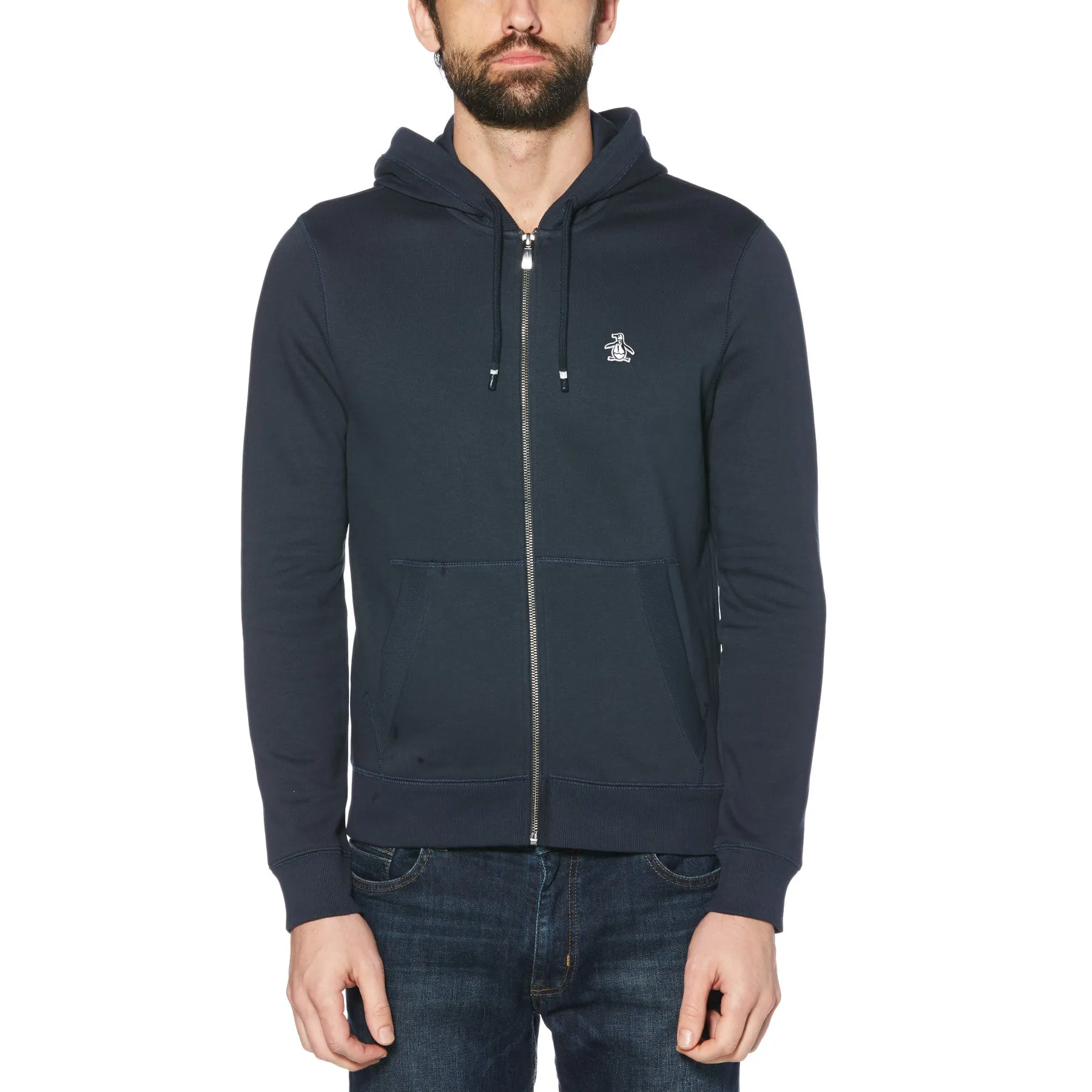 Sticker Pete Organic Cotton Fleece Full Zip Hoodie In Dark Sapphire