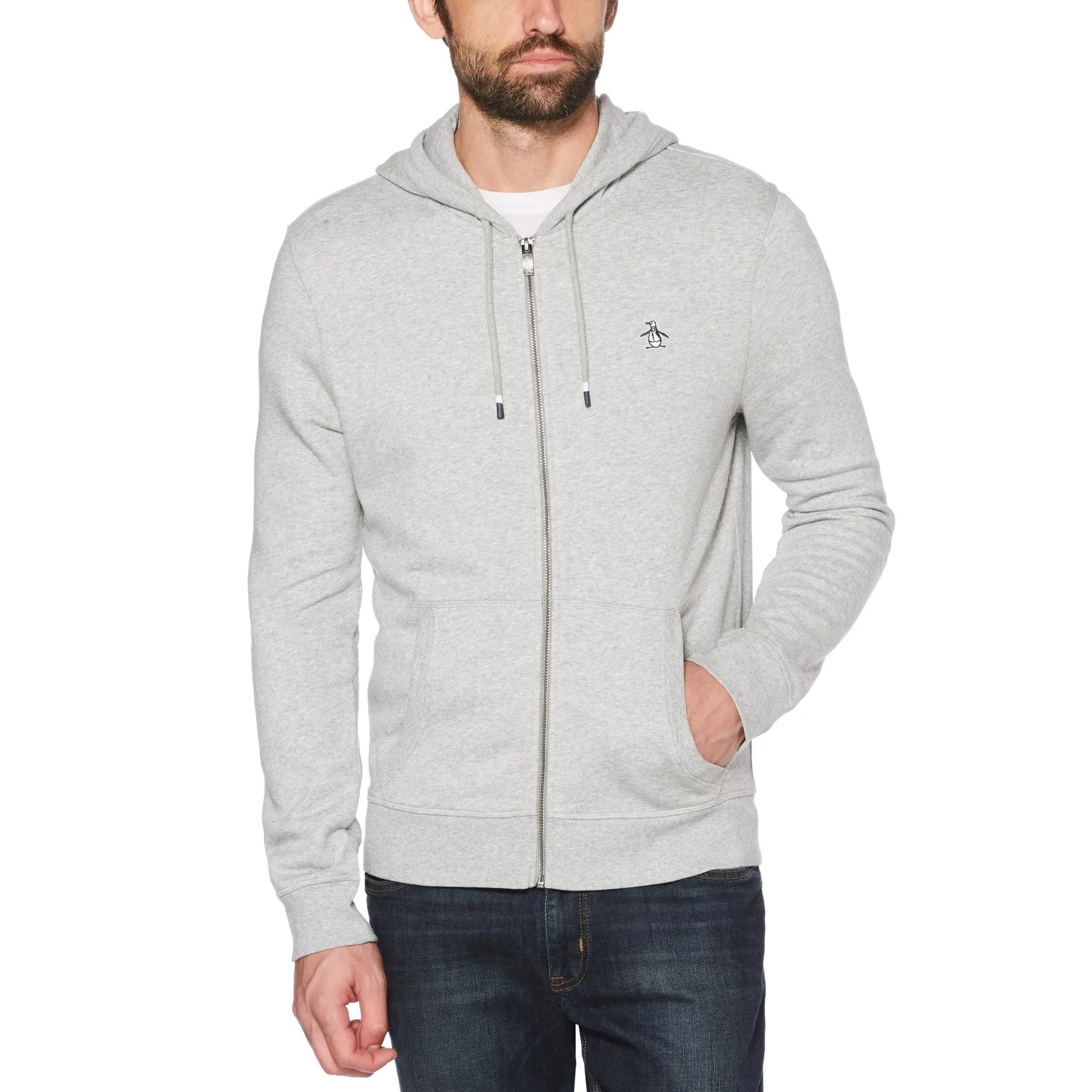 Sticker Pete Organic Cotton Fleece Full Zip Hoodie In Rain Heather