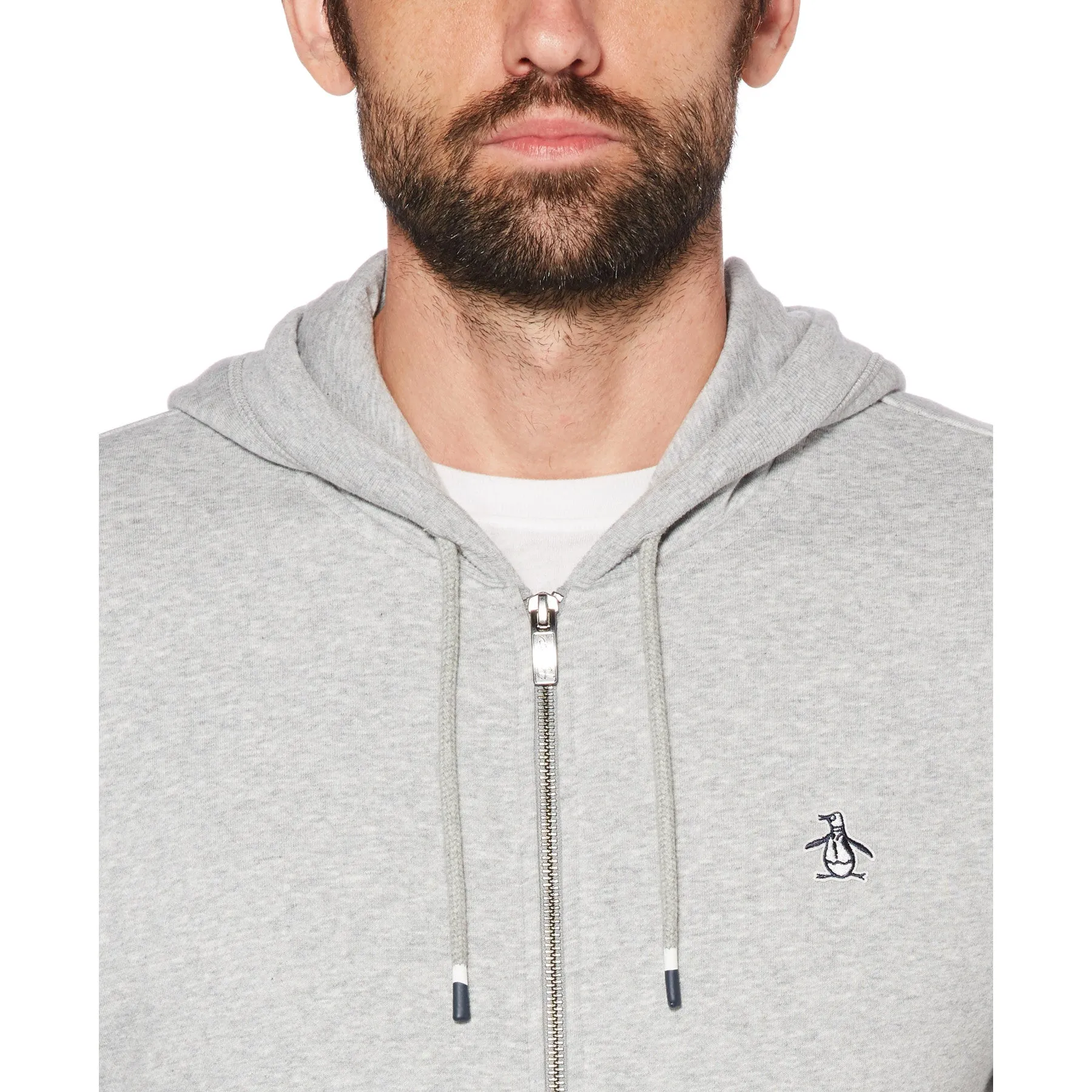 Sticker Pete Organic Cotton Fleece Full Zip Hoodie In Rain Heather