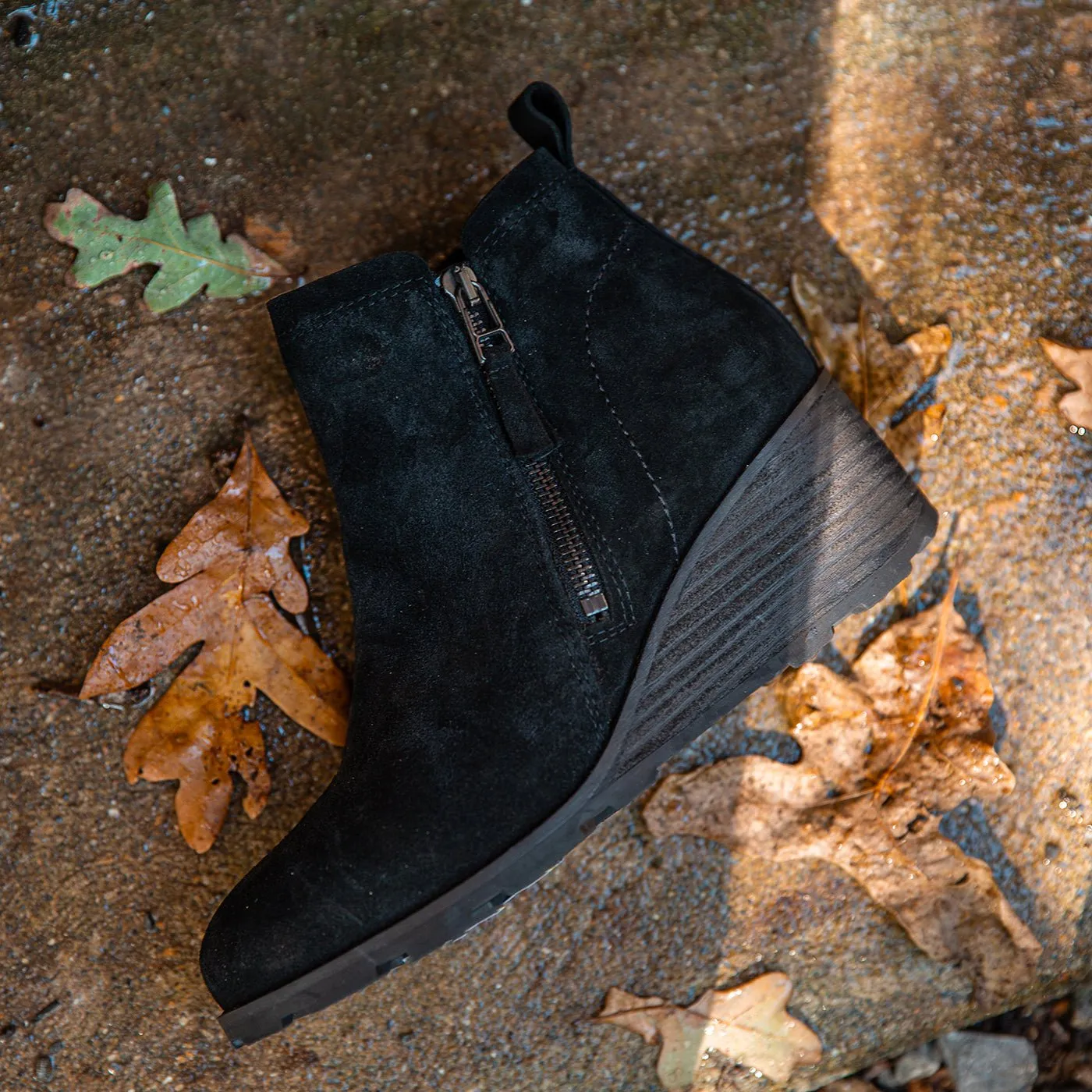 STORY in BLACK Wedge Ankle Boots