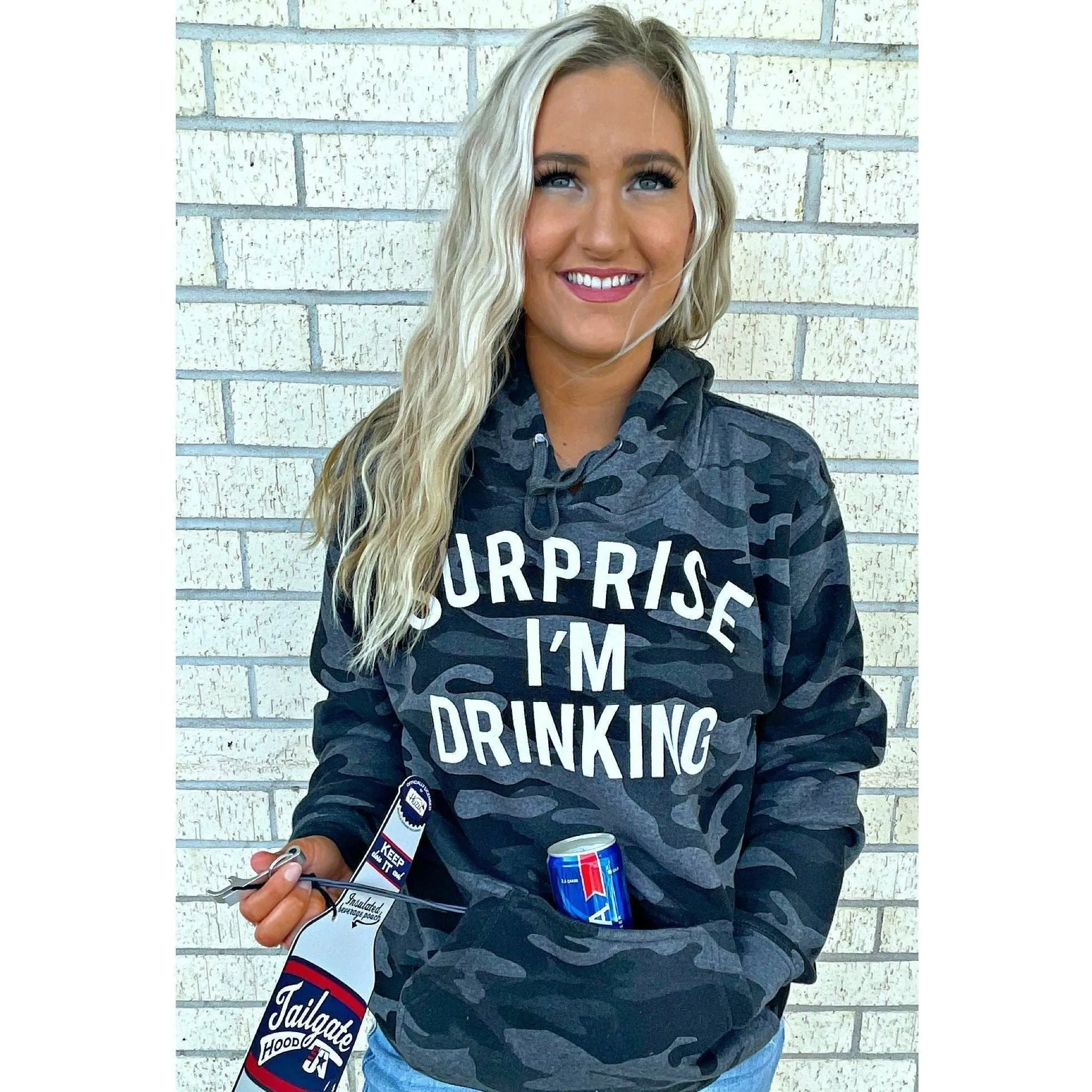 Surprise I'm Drinking ( with built in koozie & bottle opener)  Hoodie