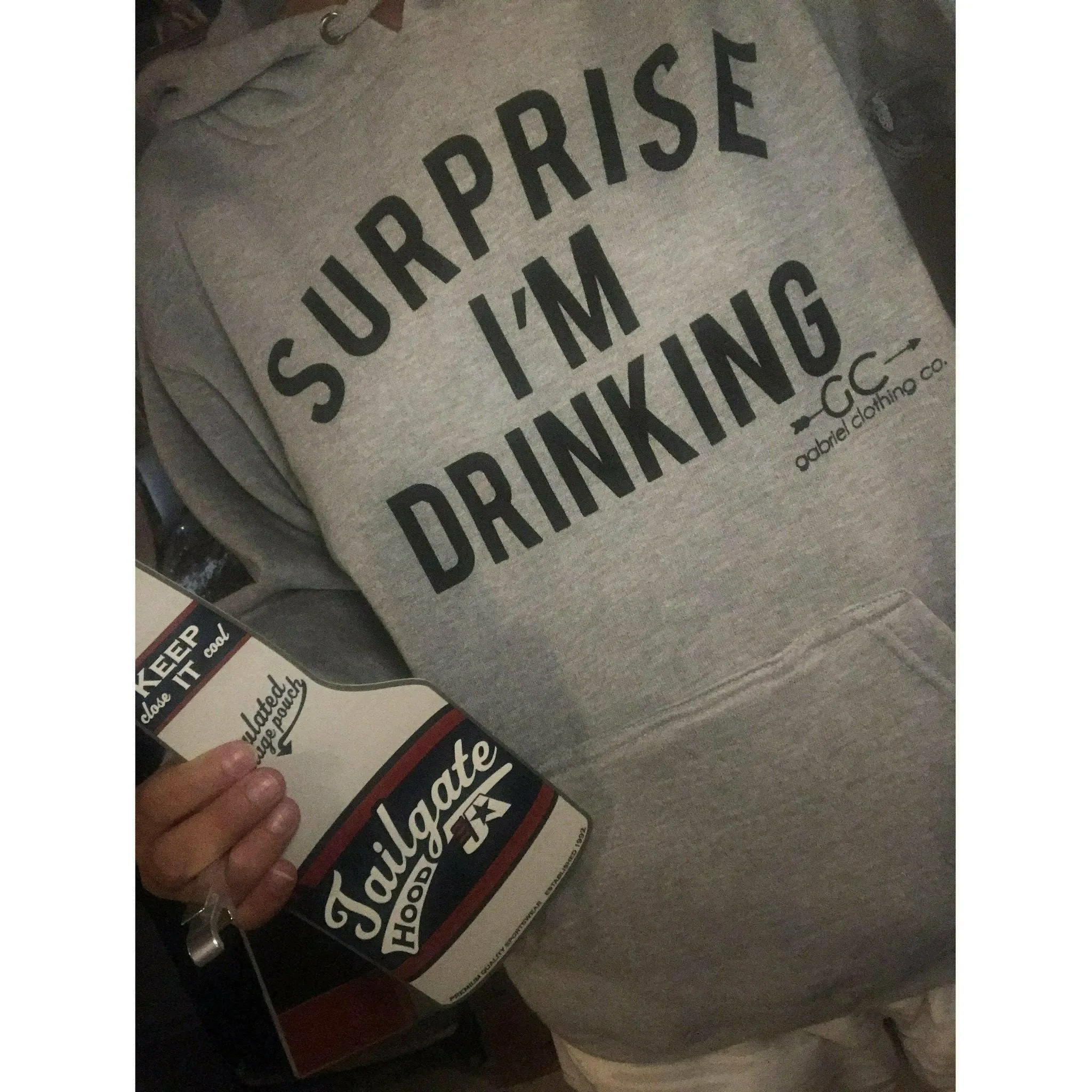 Surprise I'm Drinking ( with built in koozie & bottle opener)  Hoodie