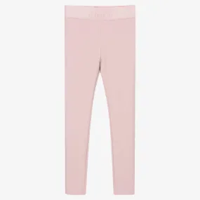 Teen Girls Pink Ribbed Leggings