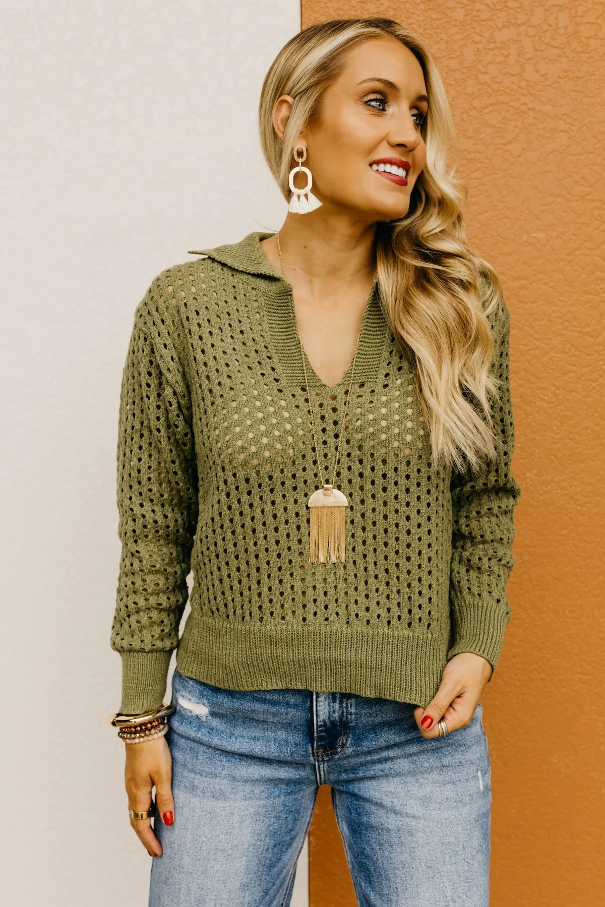 The Amayah Open Knit Popover Sweater