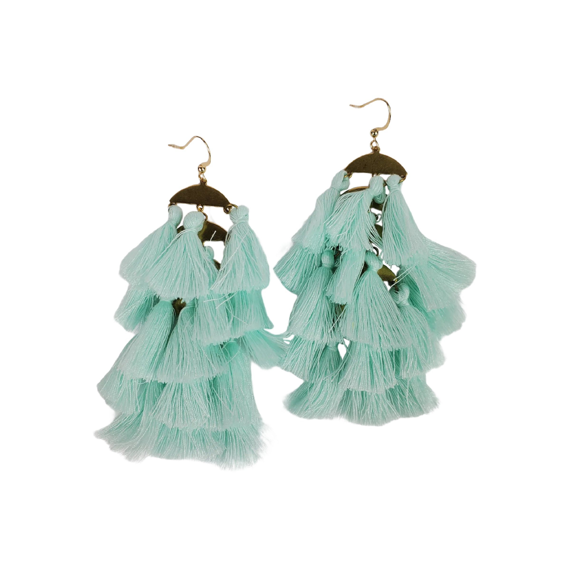 The Shaunny Five Tier Light Blue Tassel Earrings