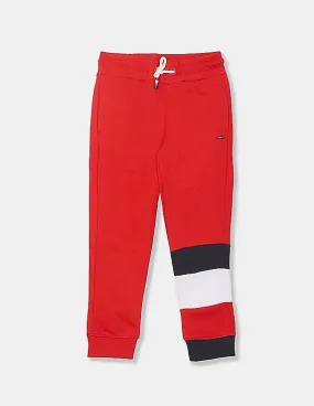 Tommy Hilfiger Kids Boys Red Drawstring Waist Global Colour Block Joggers