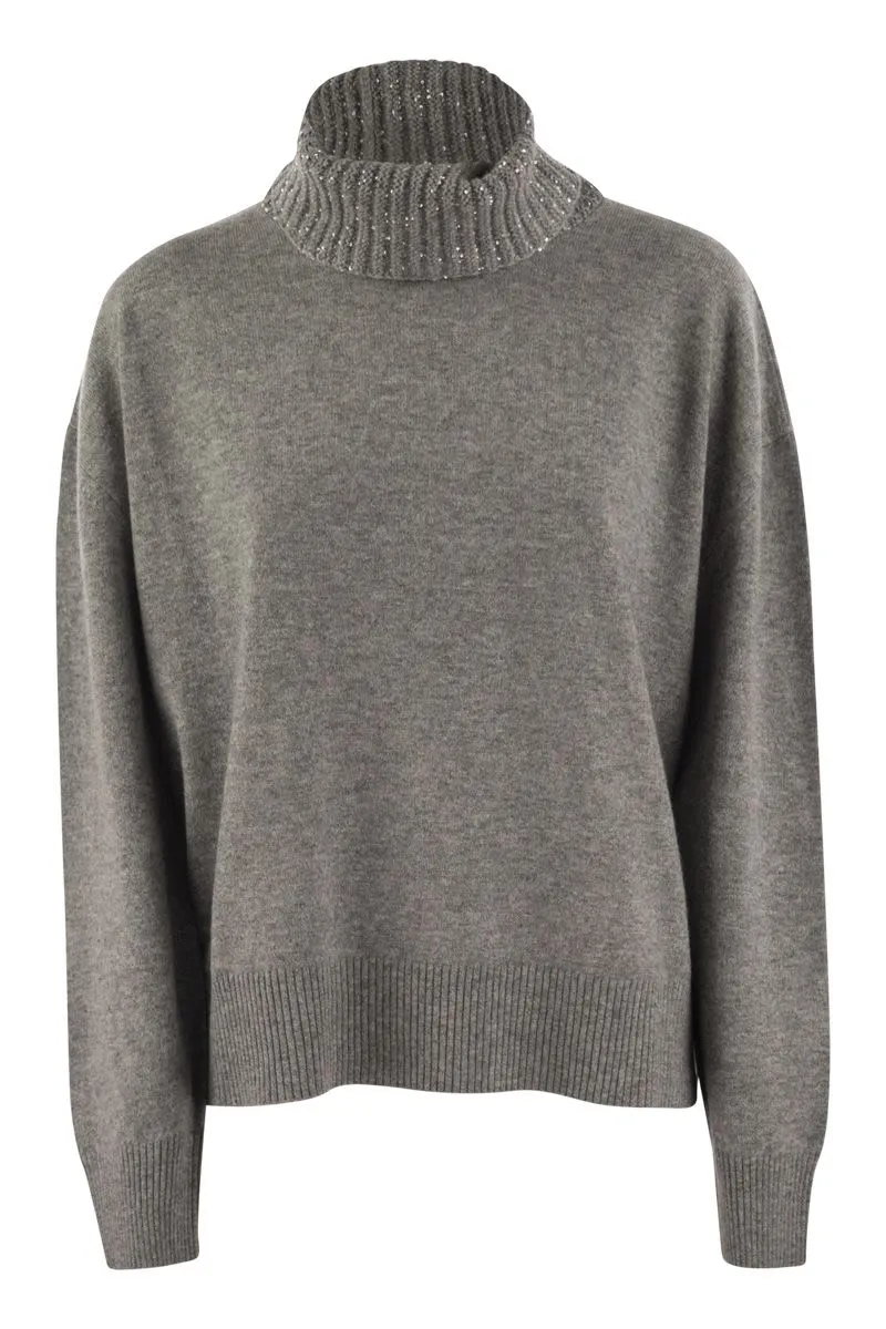 TURTLENECK SWEATER IN WOOL, SILK AND CASHMERE