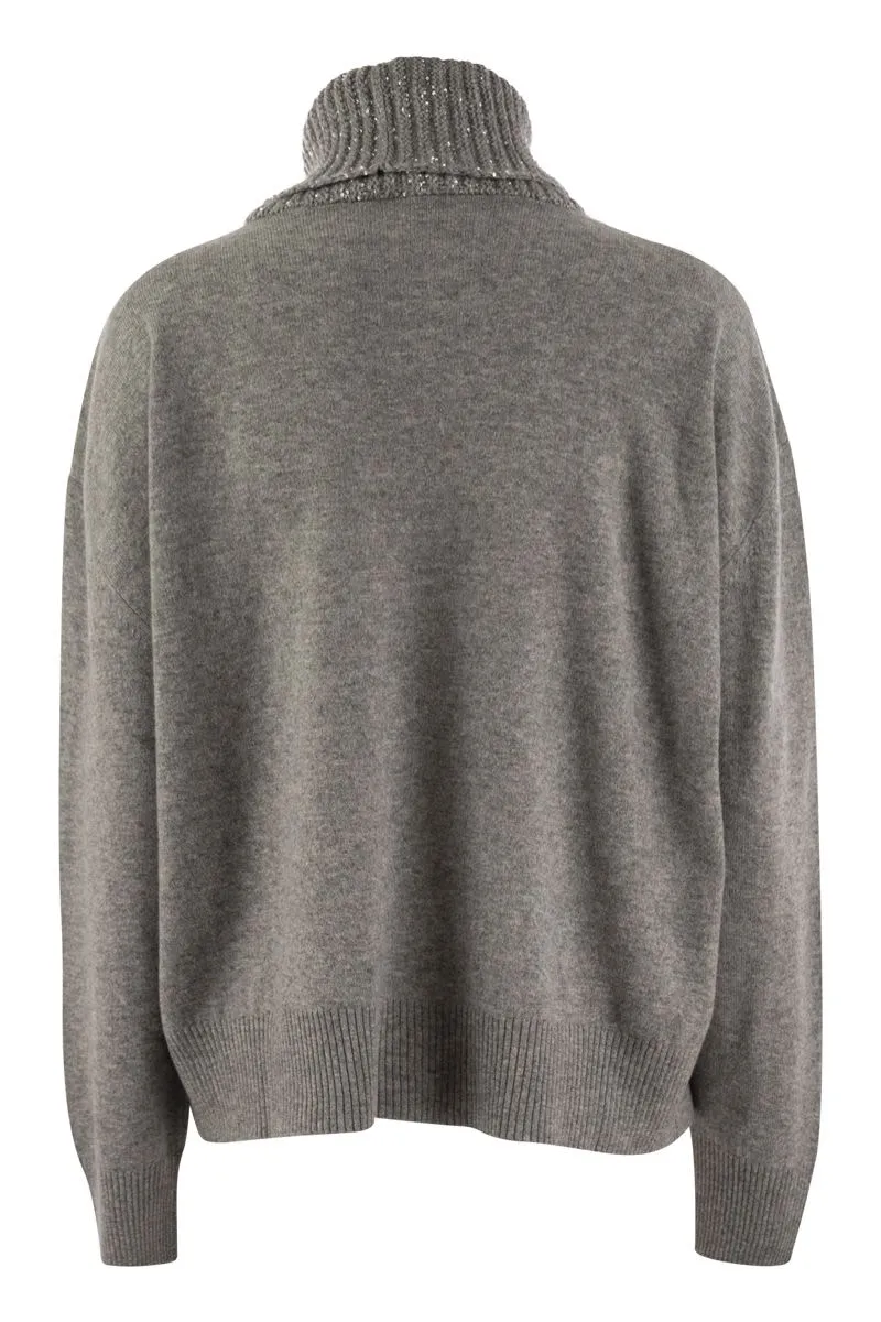 TURTLENECK SWEATER IN WOOL, SILK AND CASHMERE