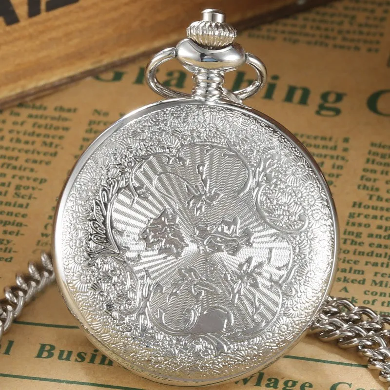 Unisex Vintage Steampunk Style Round Case Quartz Pocket FOB Watch