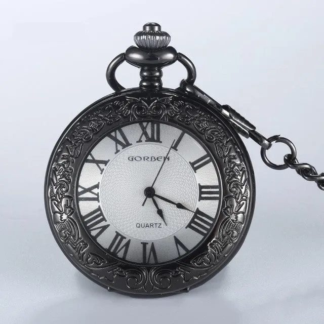 Unisex Vintage Steampunk Style Round Case Quartz Pocket FOB Watch