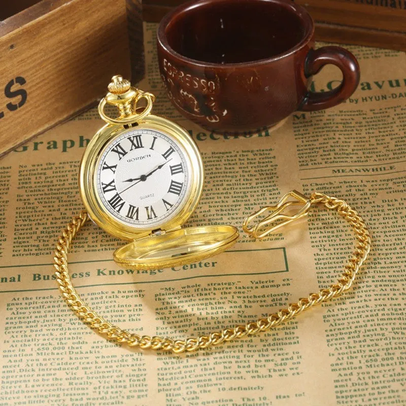 Unisex Vintage Steampunk Style Round Case Quartz Pocket FOB Watch