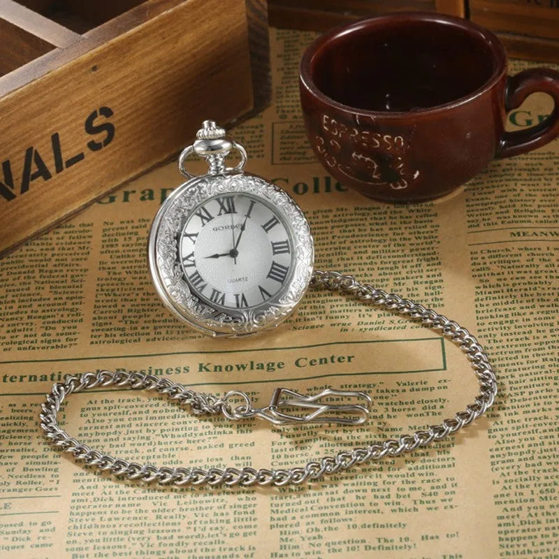 Unisex Vintage Steampunk Style Round Case Quartz Pocket FOB Watch