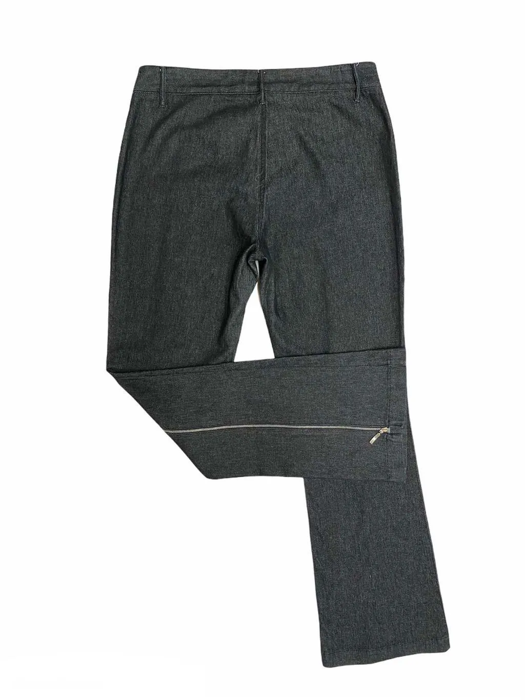 Vintage Hennes black denim look zipper kick flares with split hem – W32 x L32.5