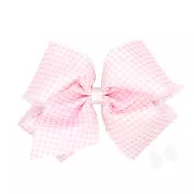 Wee Ones Bows - King - Light Pink Gingham with Moonstitch