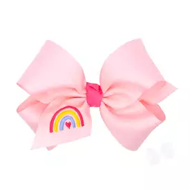 Wee Ones Bows - King - Pink with Embroidered Rainbow