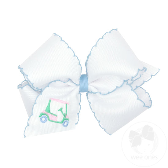 Wee Ones Bows - King - White with Embroidered Golf Cart