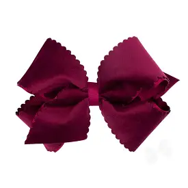 wee ones - Grosgrain Hair Bow with Scalloped Edge Faux Velvet Overlay