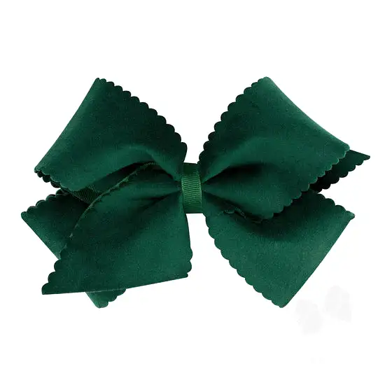 wee ones - Grosgrain Hair Bow with Scalloped Edge Faux Velvet Overlay