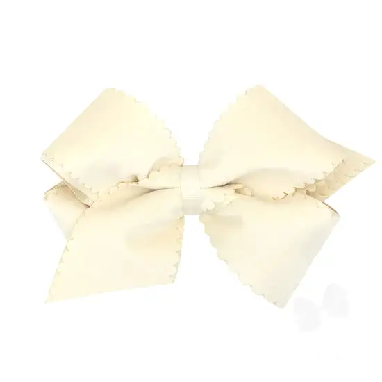 wee ones - Grosgrain Hair Bow with Scalloped Edge Faux Velvet Overlay