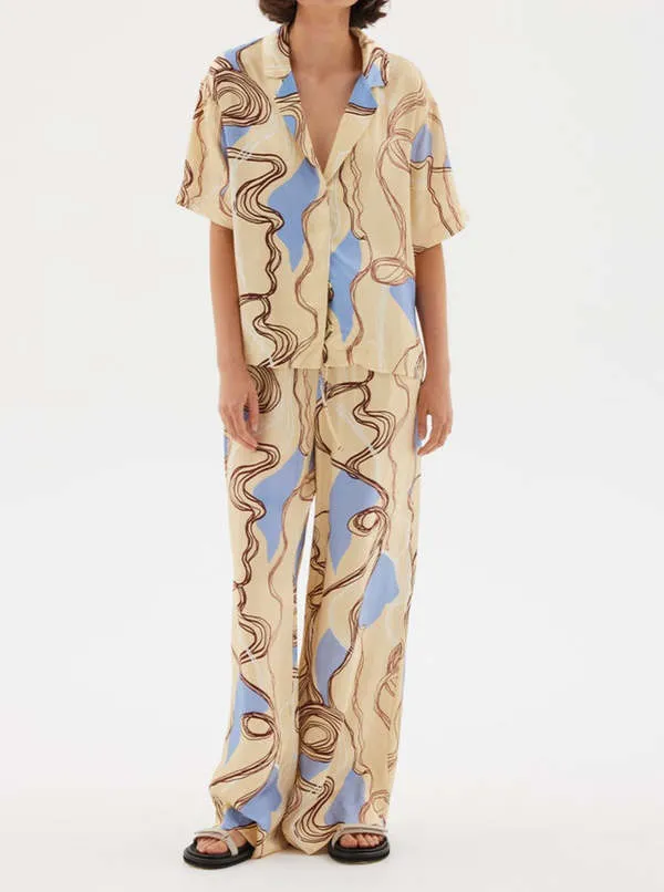 Yellow Abstract Print Expression Drawstring Pant - Prints