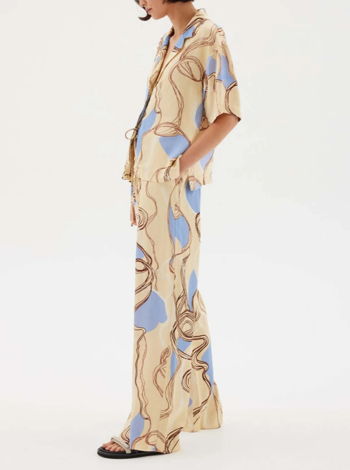 Yellow Abstract Print Expression Drawstring Pant - Prints