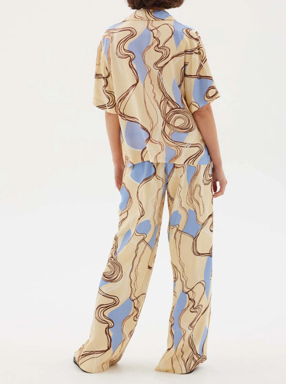 Yellow Abstract Print Expression Drawstring Pant - Prints