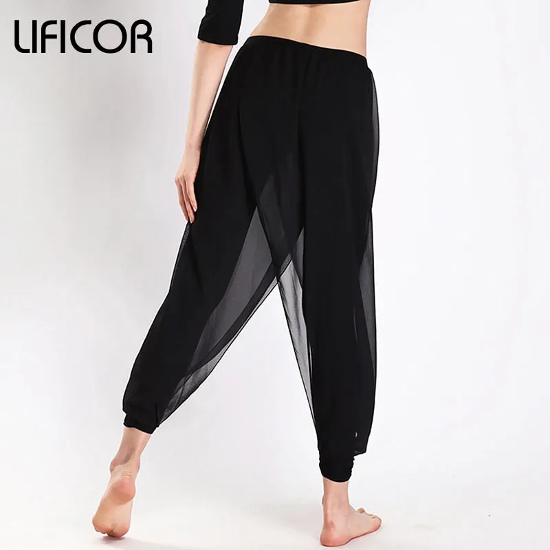 Yoga Pants For Women Fitness Sports Leggings Mesh Pants Capri Workout Sweatpants For Female Sports Trousers