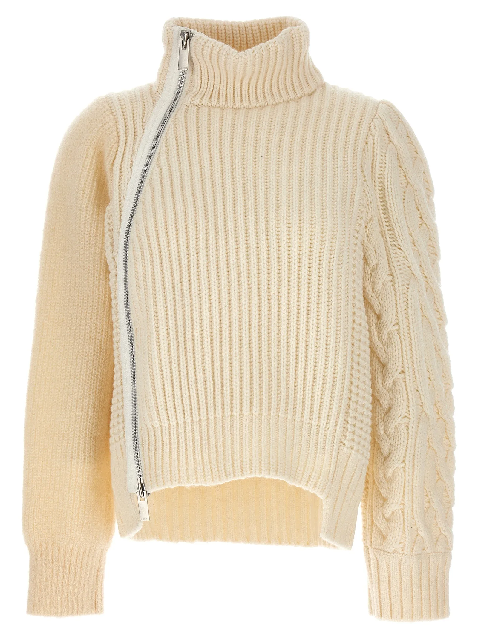 Zip Detail Sweater Sweater, Cardigans White