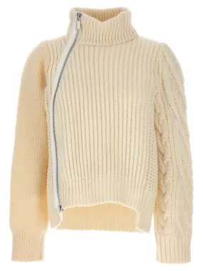 Zip Detail Sweater Sweater, Cardigans White